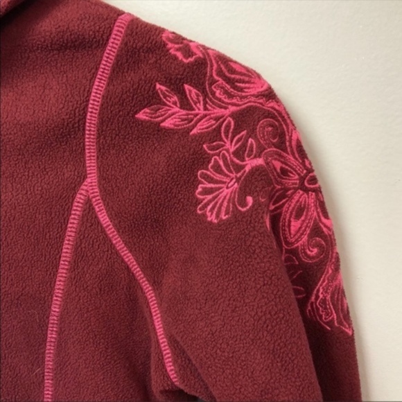 Athleta Fleece Embroidered Sleeve Jacket Hoodie - Picture 5 of 7